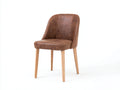Sillas de comedor 50x57x86 cm - cuero sintético marrón y madera natural - asiento tapizado - estilo moderno