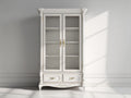 Vitrinas madera y vidrio blanco 105x42x195 cm para salón - diseño clásico