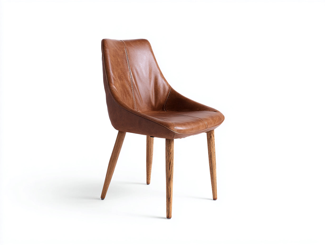 Silla de comedor cuero marrón 50x58x87 cm para comedor - diseño moderno
