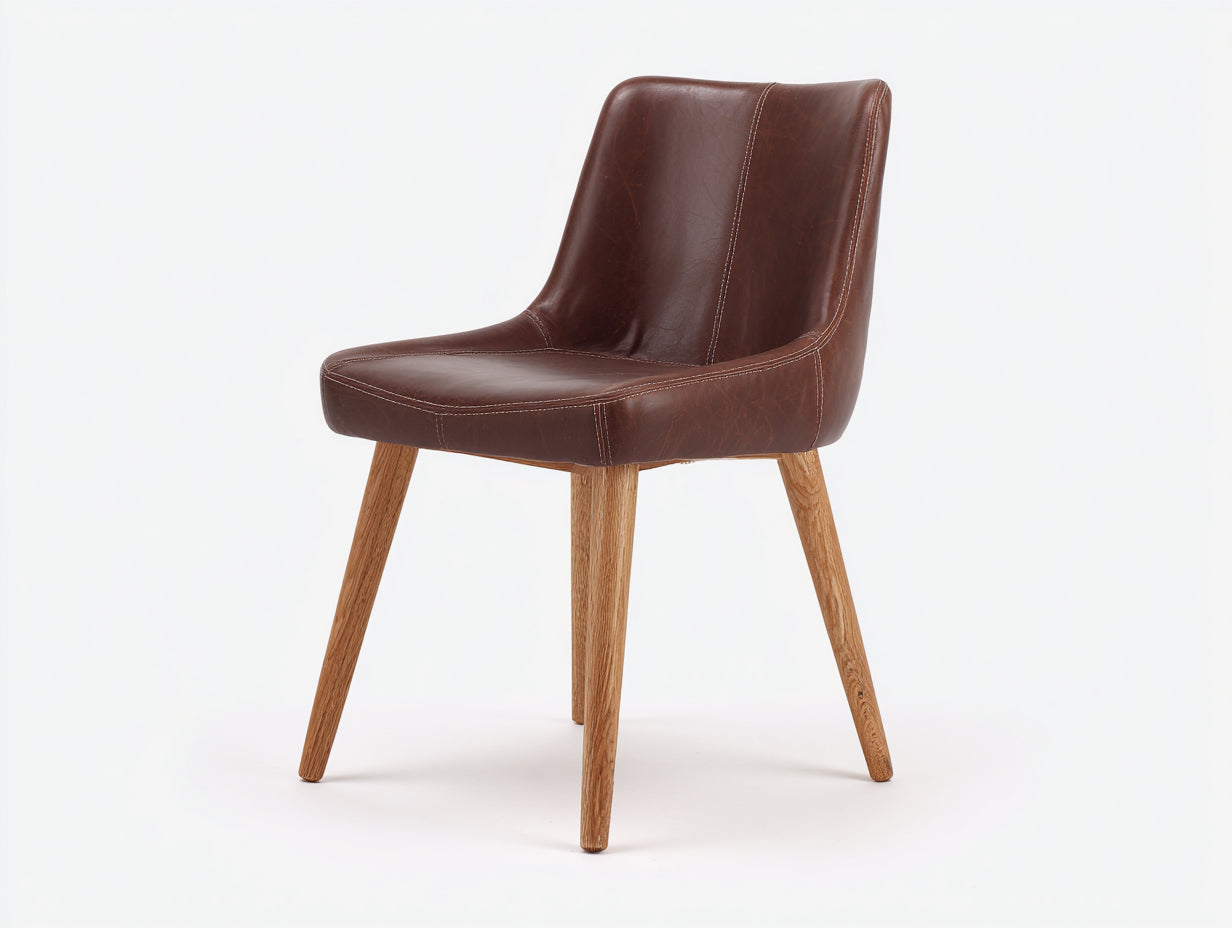 Sillas de comedor cuero sintético marrón 48x56x87 cm para comedor - diseño moderno