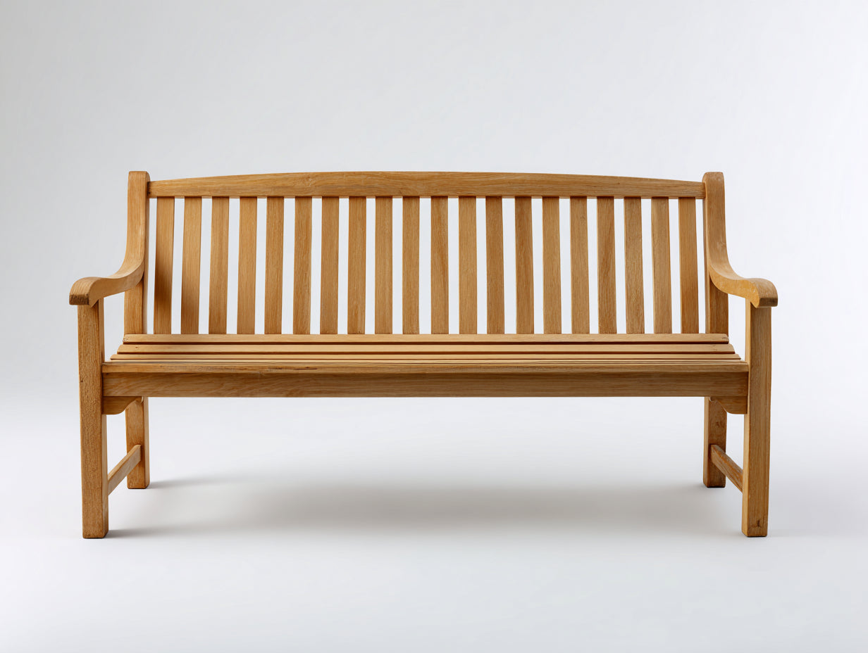 Bancos de jardín madera maciza 150x58x90 cm - marrón natural - con respaldo y reposabrazos