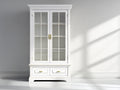 Vitrinas Vitrina madera y vidrio 110x45x210 cm Blanca con cajones - Estilo clásico elegante
