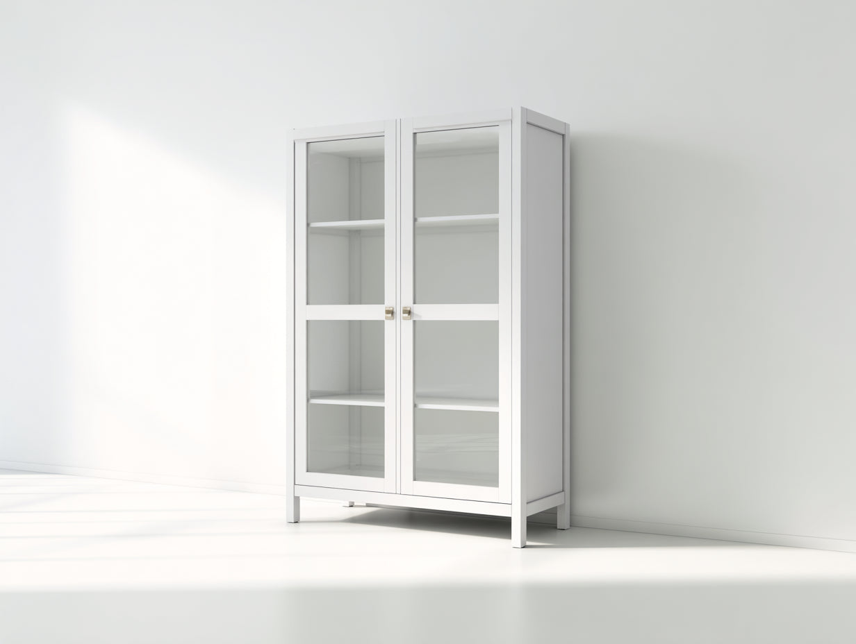 Vitrina de madera y vidrio 90x40x160 cm - blanco - diseño moderno con puertas acristaladas