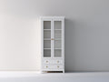 Vitrinas Vitrina madera y vidrio 90x40x190 cm Blanca con cajones - Estilo clásico