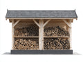Leñero de exterior Madera natural 200x75x165 cm - Blanco-Gris - Diseño clásico