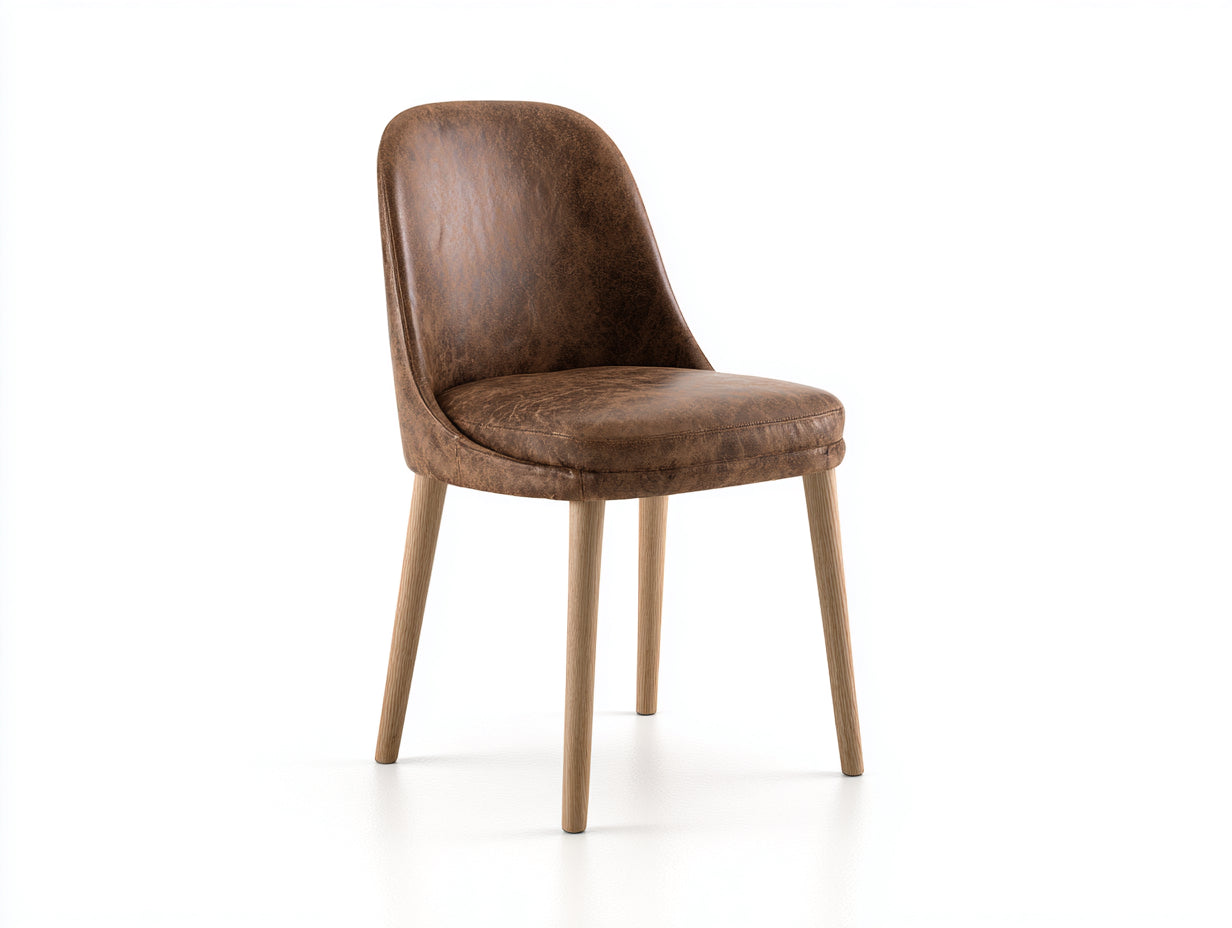 Sillas de comedor cuero sintético marrón 47x55x86 cm para comedor - diseño moderno