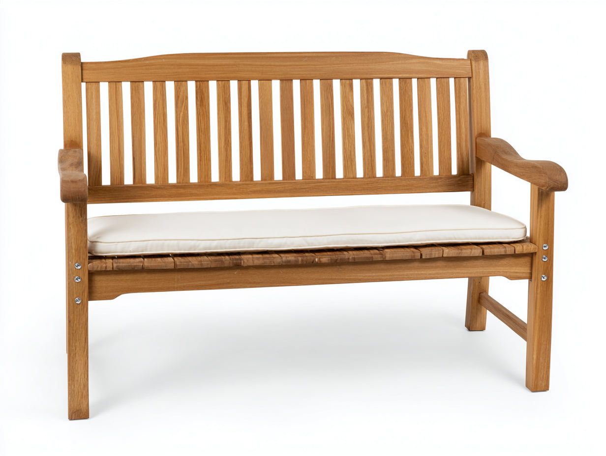 Bancos de jardín Banco de jardín madera maciza 125x62x90 cm Natural con cojín - Estilo clásico