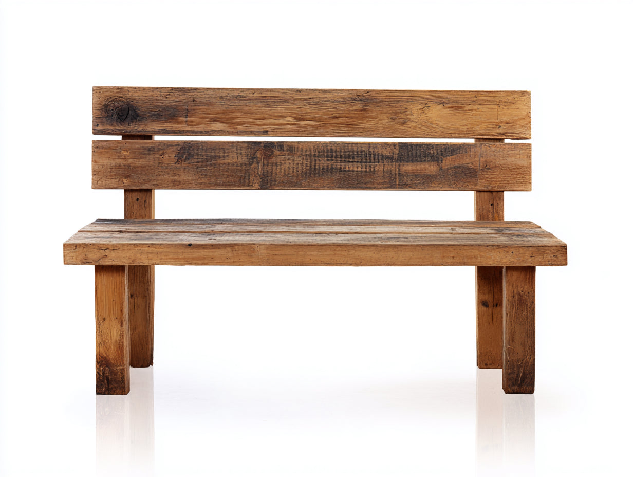 Banco de jardín de madera 130x55x85 cm - marrón - estilo rústico con respaldo