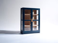 Vitrinas 100x40x150 cm - madera azul y cristal - 2 puertas - estilo moderno para salón