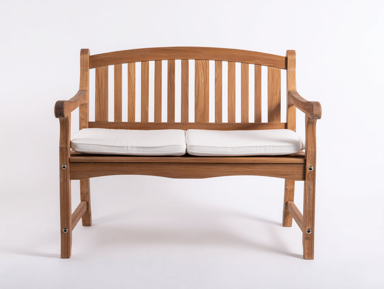 Banco de jardín de madera 120x60x90 cm - marrón - diseño clásico con respaldo y reposabrazos