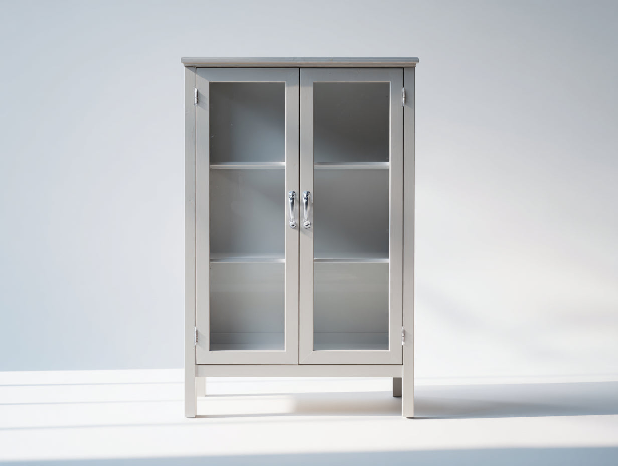 Vitrinas madera y vidrio gris 85x38x150 cm para salón - diseño clásico