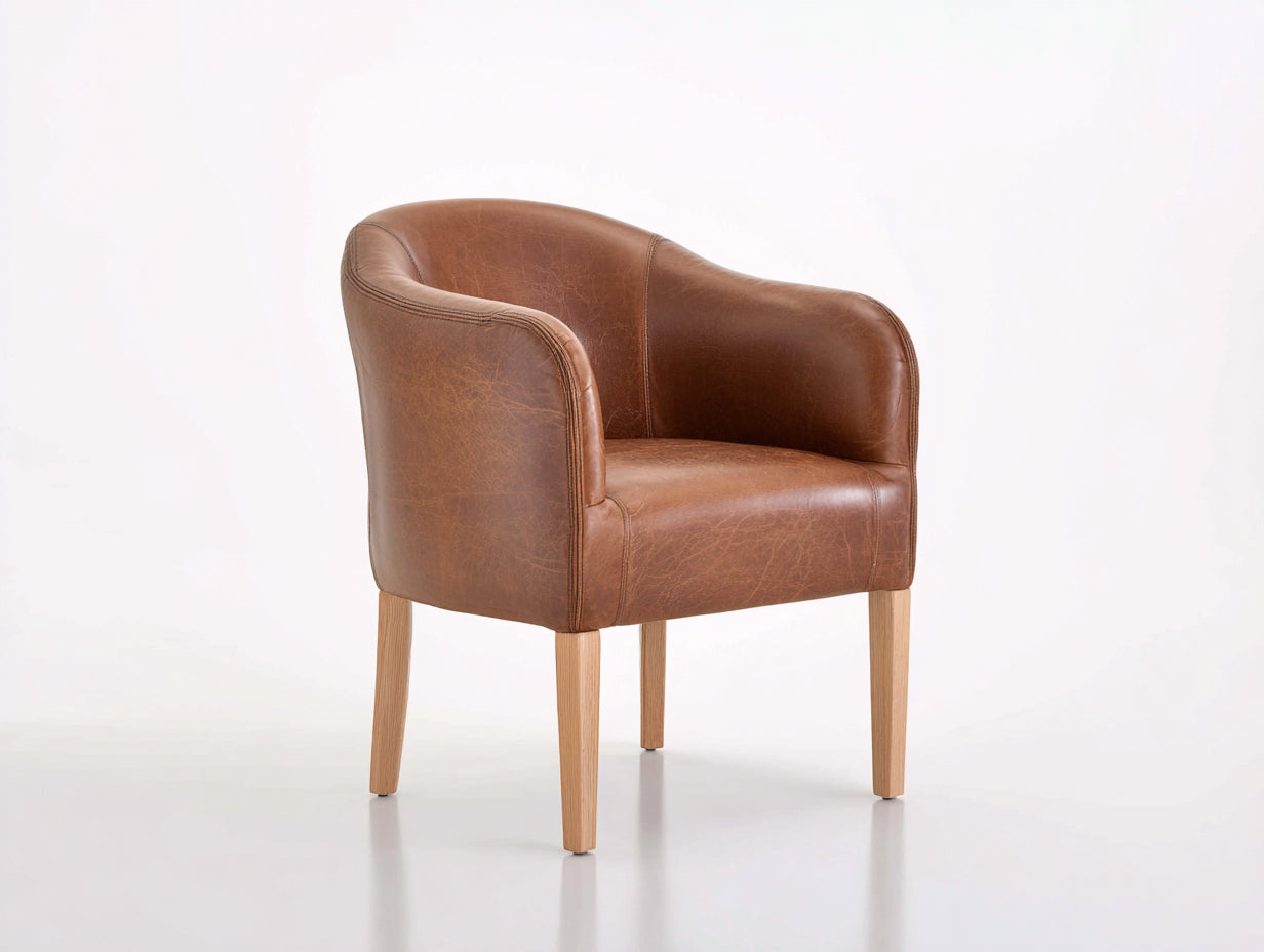 Sillas de comedor 56x60x78 cm - cuero sintético marrón y patas de madera - estilo moderno para comedor