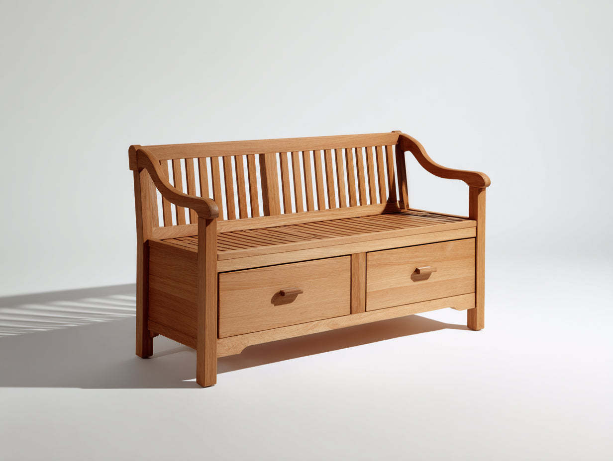 Bancos de jardín madera maciza 128x58x92 cm - color madera - con almacenamiento para jardín