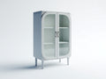 Vitrinas de metal y cristal gris claro 85x40x130 cm para salón - diseño moderno con puertas curvas