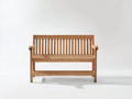 Banco de jardín madera natural 120x50x90 cm para exteriores - diseño clásico con respaldo vertical